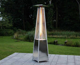 Gas Pyramid Patio Heater In Stainless Steel Wheels Cover Included QUARTZ GLASS